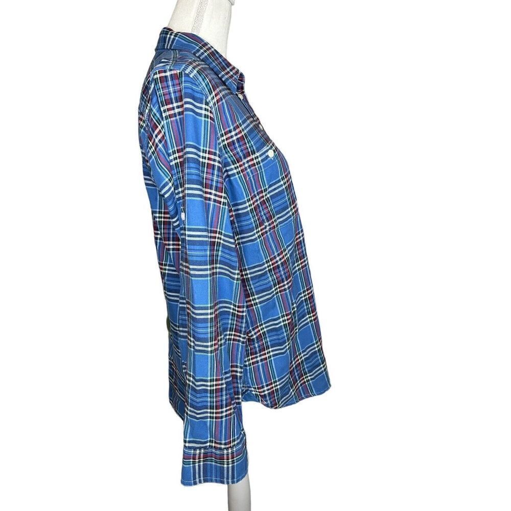 Lauren Ralph Lauren Jeans Blue Plaid Button Front Shirt Top Size LARGE - Picture 3 of 5